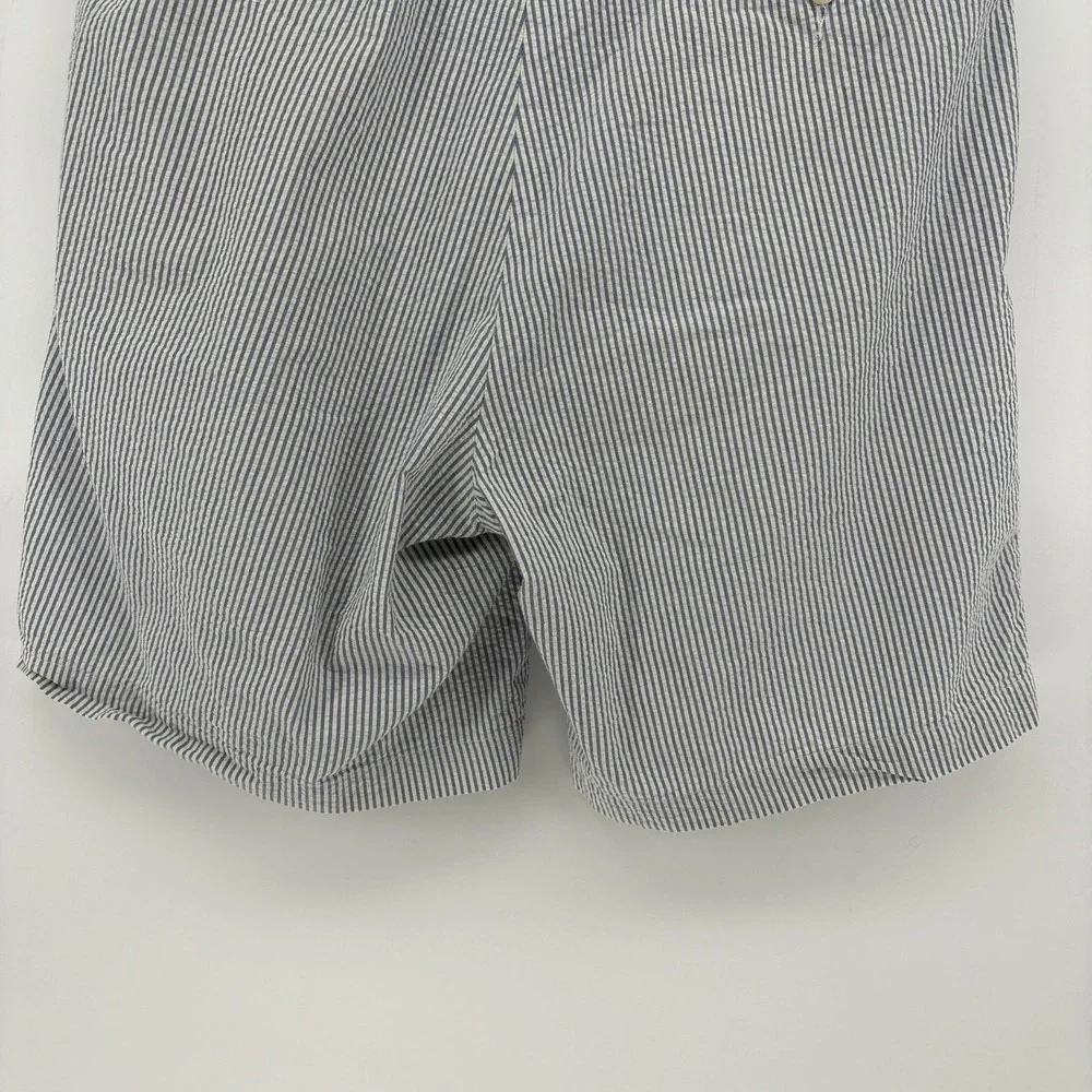 Polo Ralph Lauren Men 33 White‎ Blue Seersucker Shorts Striped Pleated Golf